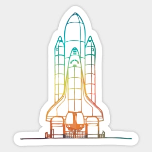 Rainbow space ship Sticker